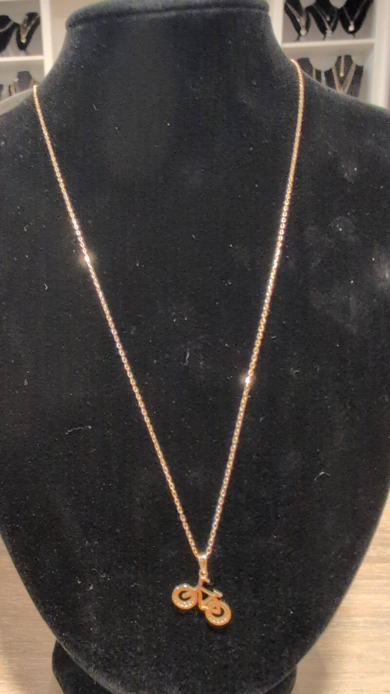 CADENA ESLABON ROLO CON DIJE DE BICICLETA 14K