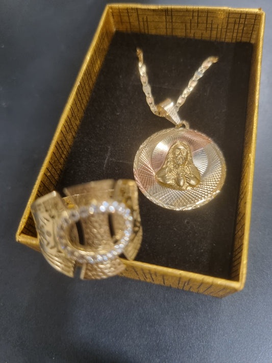 Combo de anillo y cadena 14k