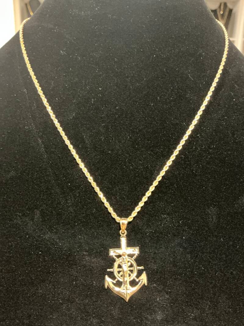 CADENA ROPE CON DIJE DE ANCLA CON JESÚS