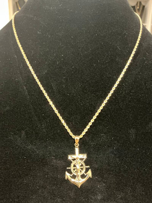CADENA ROPE CON DIJE DE ANCLA CON JESÚS