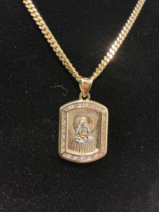 CUBAN LINK BIEN TUPIDA CON DIJE DE LA CARIDAD DEL COBRE