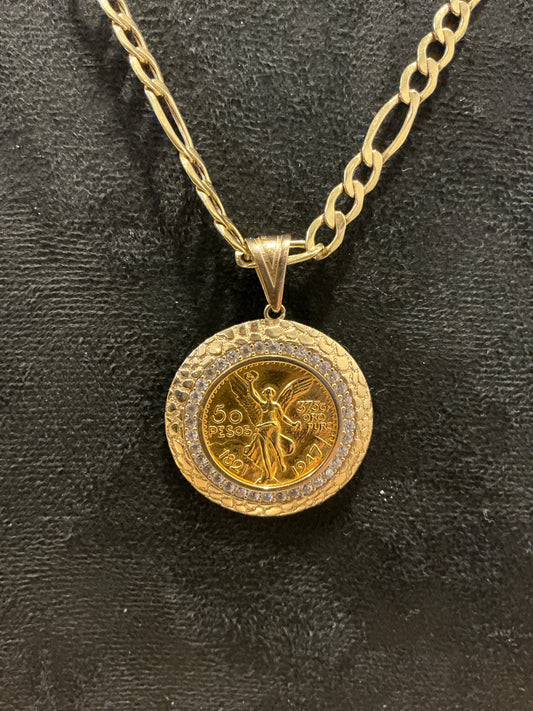 CADENA FÍGARO 14K CON MEDALLA DE CENTENARIO 10K